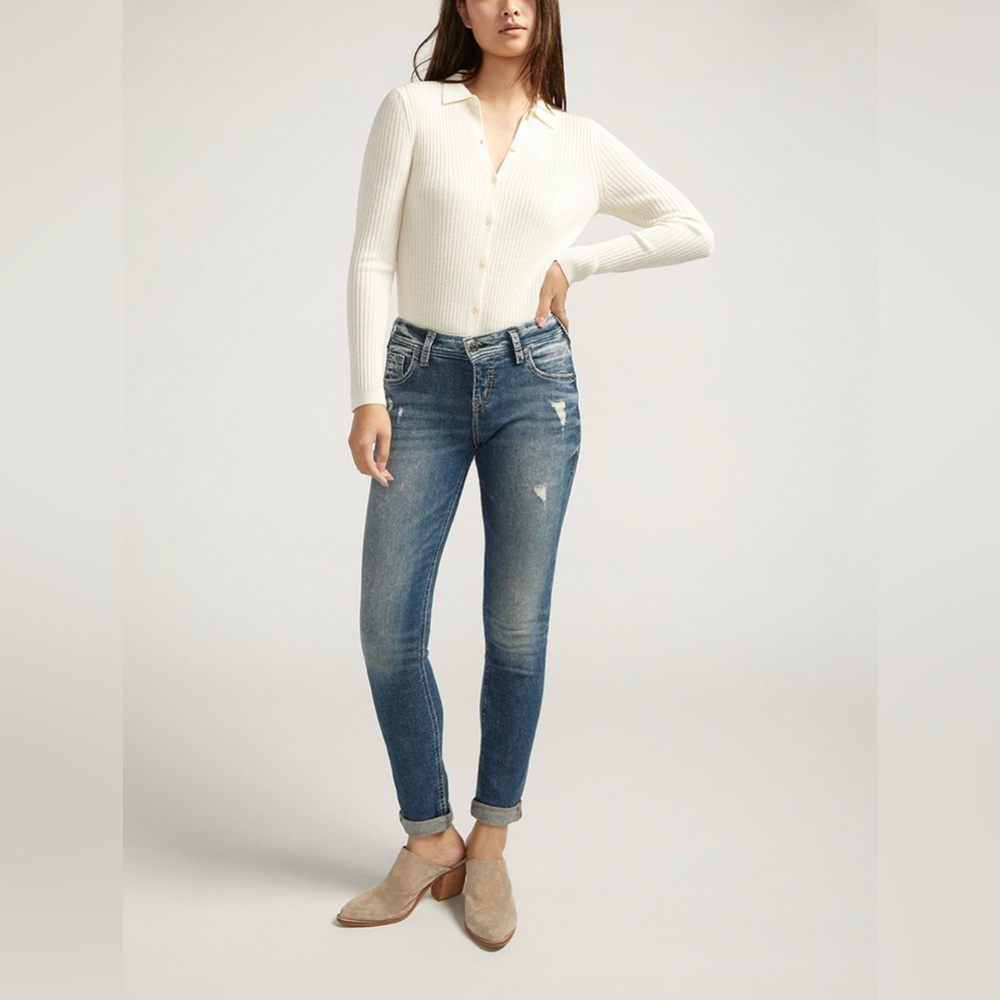 Silver Jeans Co. Girlfriend Mid Rise Skinny Jeans women’s sz 33 Indigo